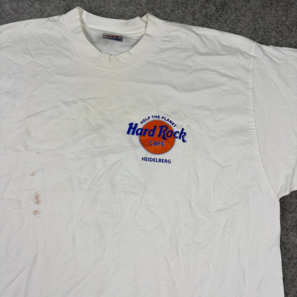 Hard Rock Cafe T Shirt Mens 2XL White Heidelberg Germany Help The Planet Vintage - Picture 4 of 14